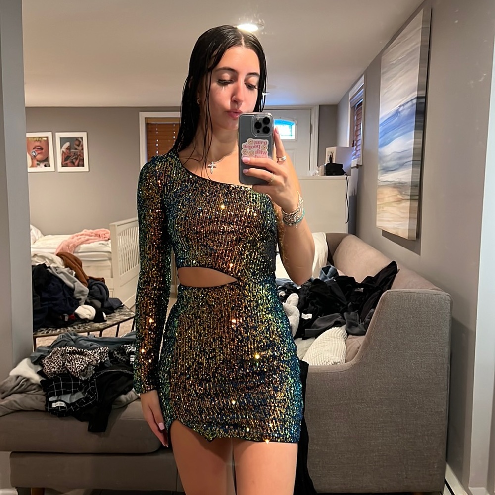Sequin cutout dress